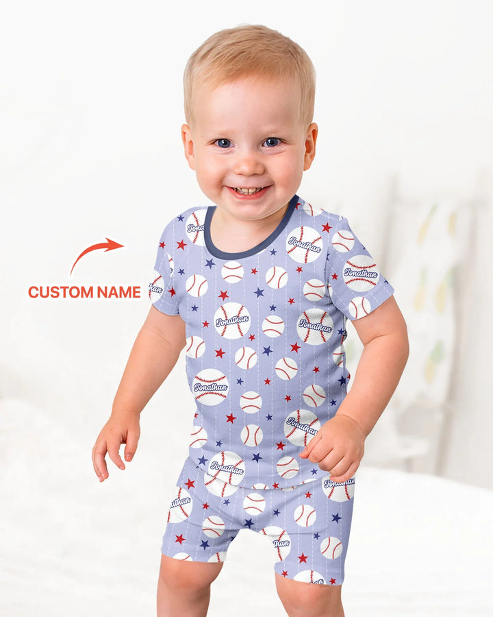 Zweiteiliges Pyjama-Set mit kurzen Ärmeln und Shorts im Sommer-Design