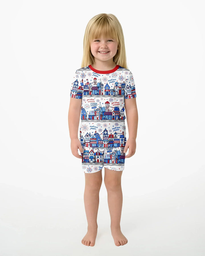 Schlafanzug-Set zweiteilig, kurze Ärmel, kurze Hose, Bambus