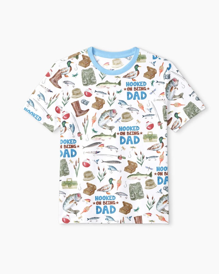 Hooked The Best Dad Daddy & Me Matching Bamboo Men Short Sleeve Short Pajama Set