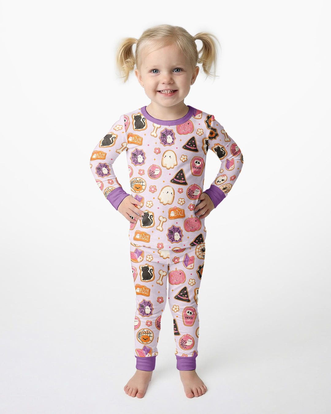 Cute Halloween Sugar Cookies Bamboo Two Piece Long Sleeve Pajama Set
