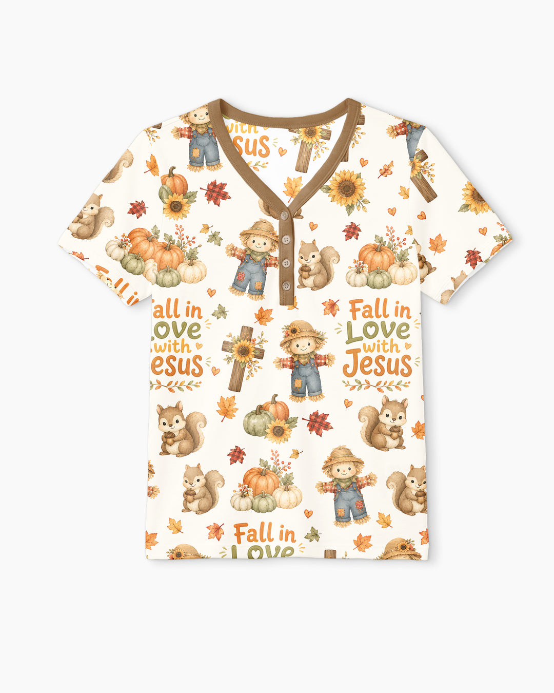 Fall For Jesus Bamboo Women Short Sleeve Short Pajama Set