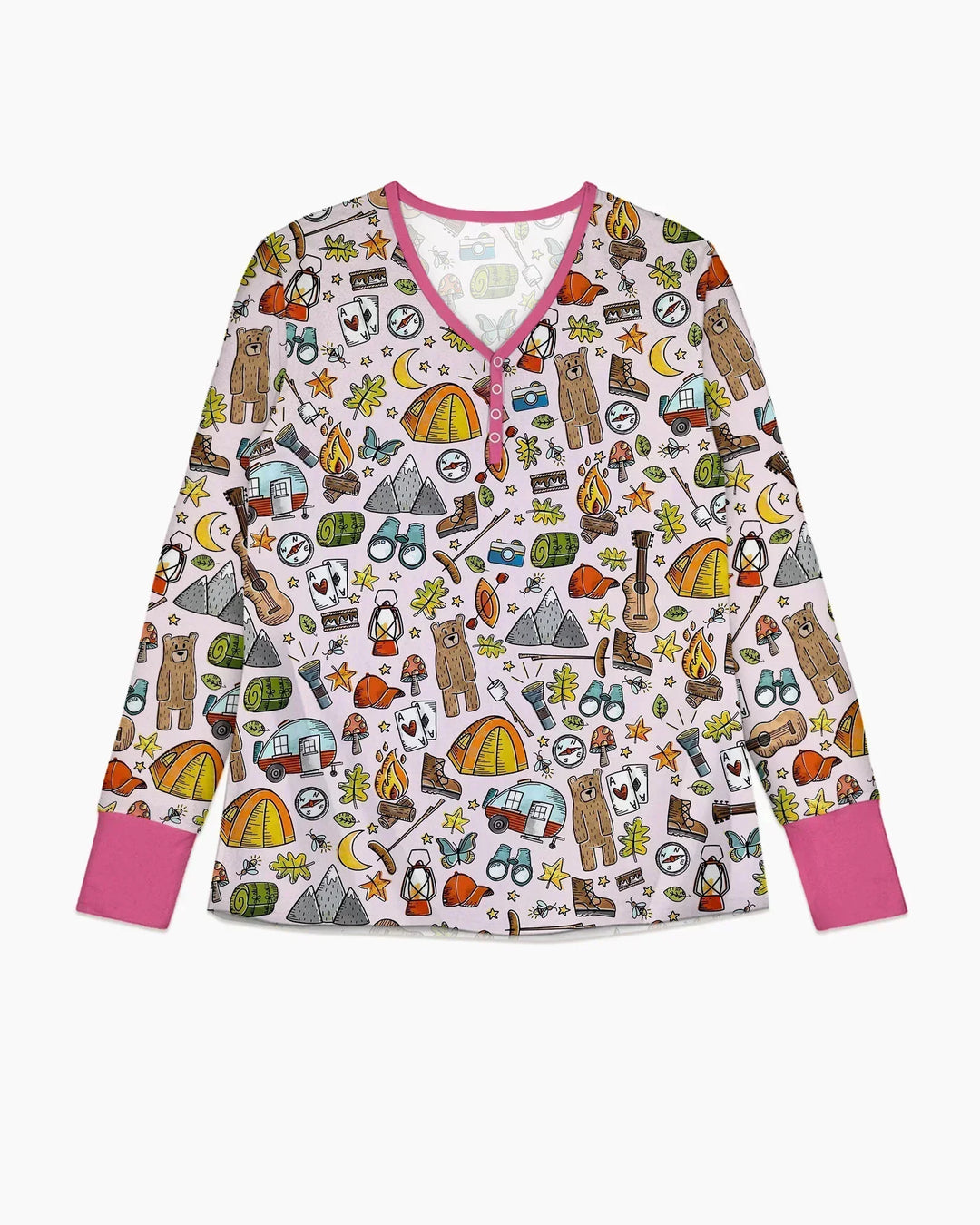 Lustiges Camper-Familien-Pyjama-Set aus Bambus für Damen