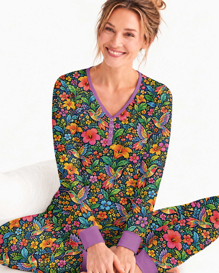 Hummingbird Paradise Bamboo Women Pajama Set