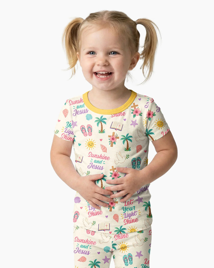 Zweiteiliges, kurzärmliges Pyjama-Set mit Marienkäfern