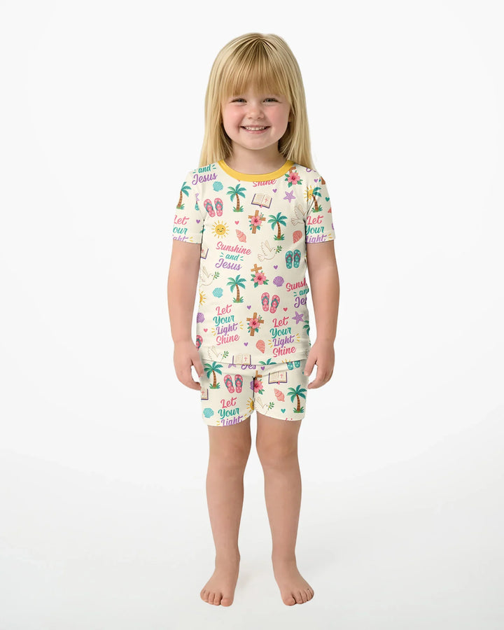 Schlafanzug-Set zweiteilig, kurze Ärmel, kurze Hose, Bambus