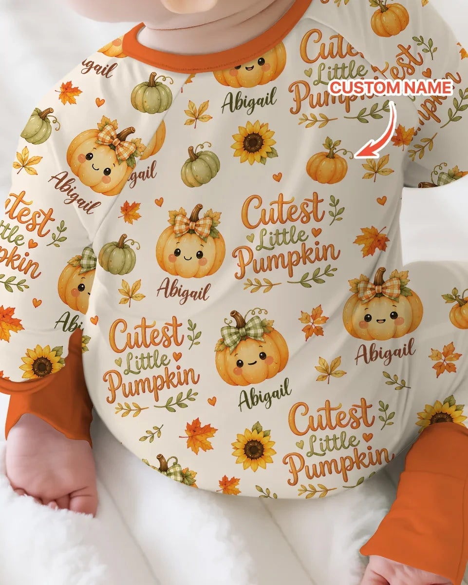 Custom Name Cutest Little Pumpkin Bamboo Convertible Zippy