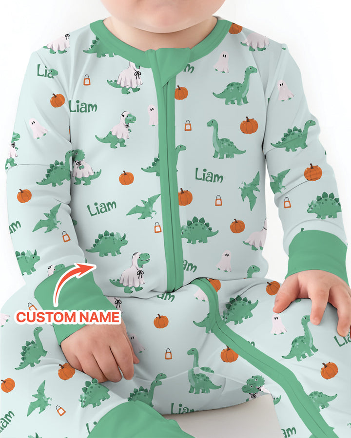 Custom Name Spooky Dinosaur Halloween - Personalized Bamboo Convertible Zippy