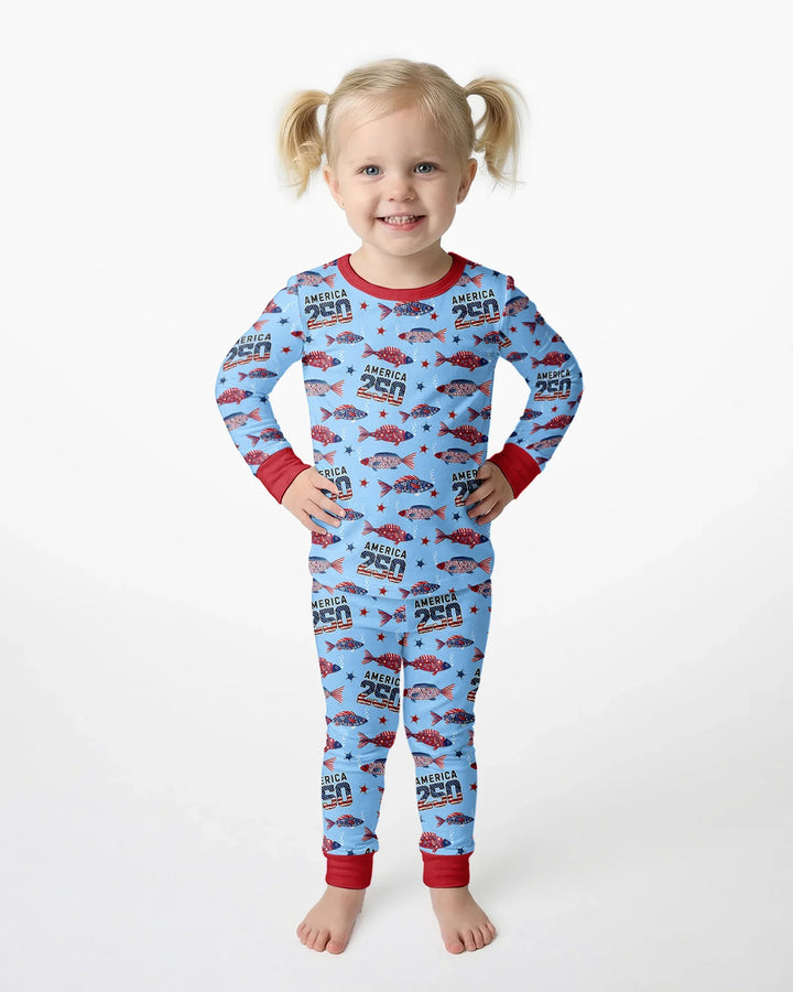 Zweiteiliges Langarm-Pyjama-Set mit Sommerfrüchten