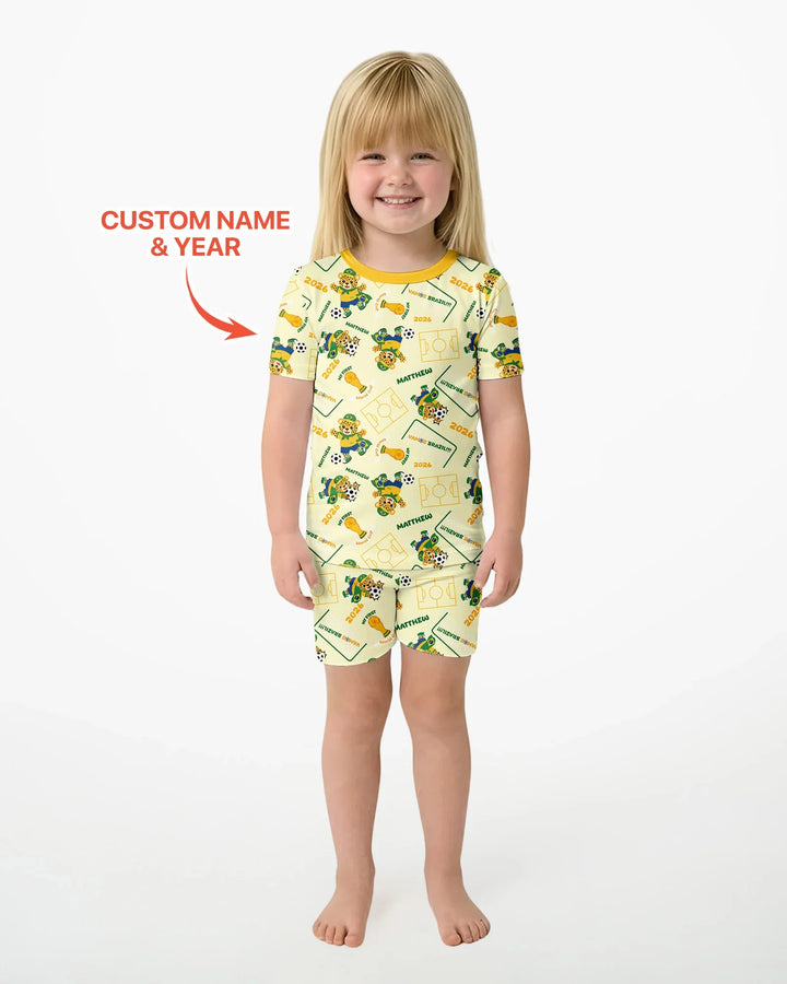 Zweiteiliges Pyjama-Set mit kurzen Ärmeln und Shorts im Sommer-Design