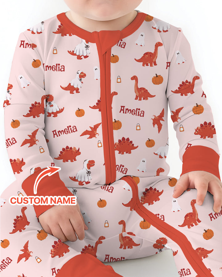 Custom Name Spooky Dinosaur Halloween - Personalized Bamboo Convertible Zippy