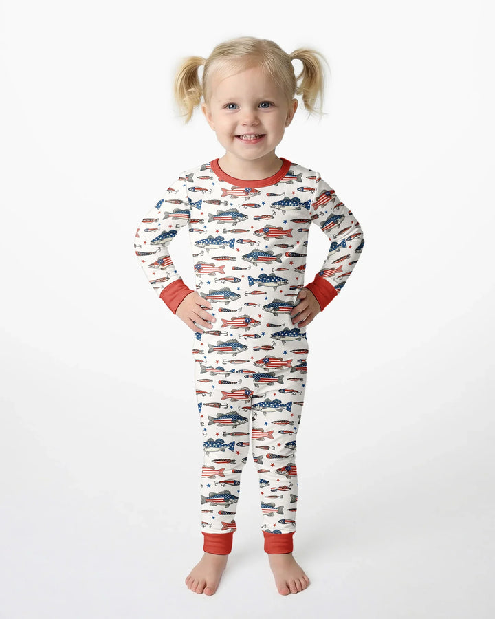 Zweiteiliges Langarm-Pyjama-Set mit Sommerfrüchten