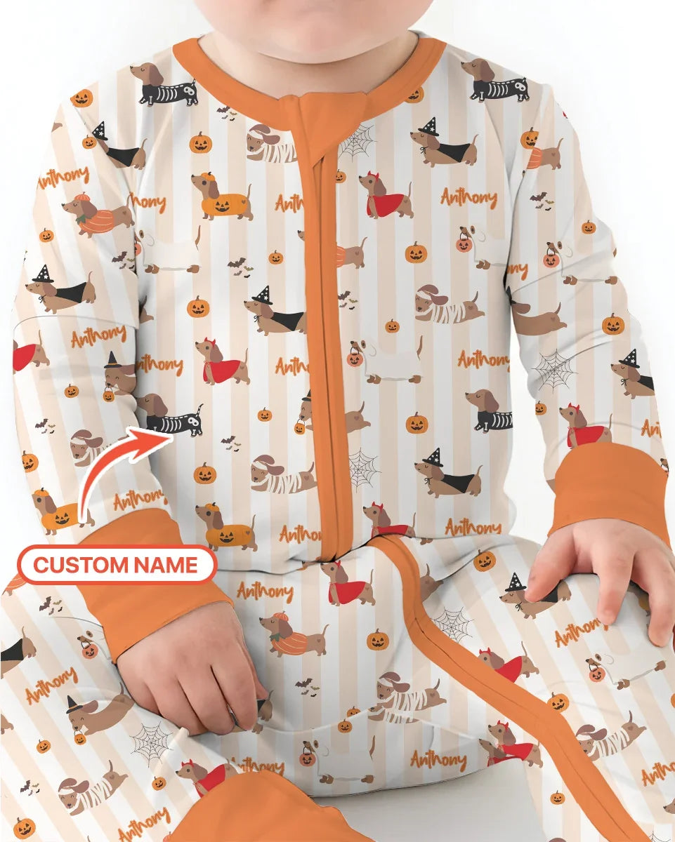 Custom Name Boo Crew Halloween Dachshund  Bamboo Convertible Zippy