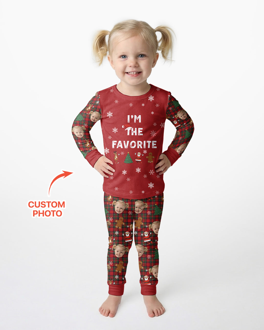 I'm The Favorite Christmas Funny Brother Sister Matching Bamboo Two Piece Long Sleeve Pajama Set