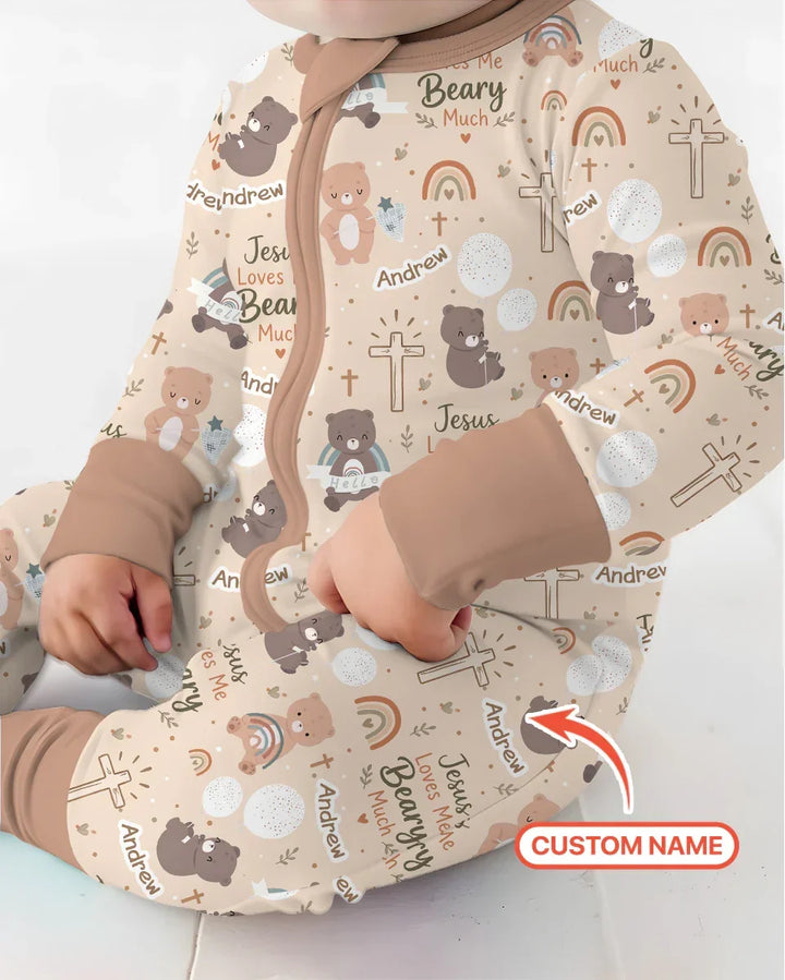 Custom Name Jesus Loves Me Beary Much Bamboo Convertible Zippy