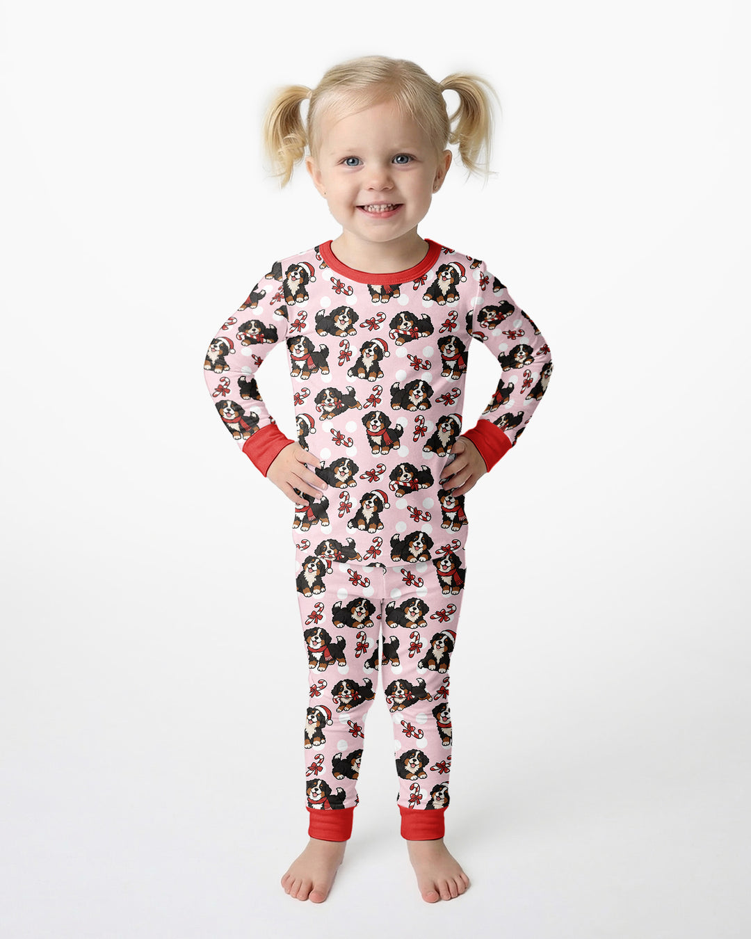 Holiday Bernese Mountain Christmas Dog Bamboo Two Piece Long Sleeve Pajama Set