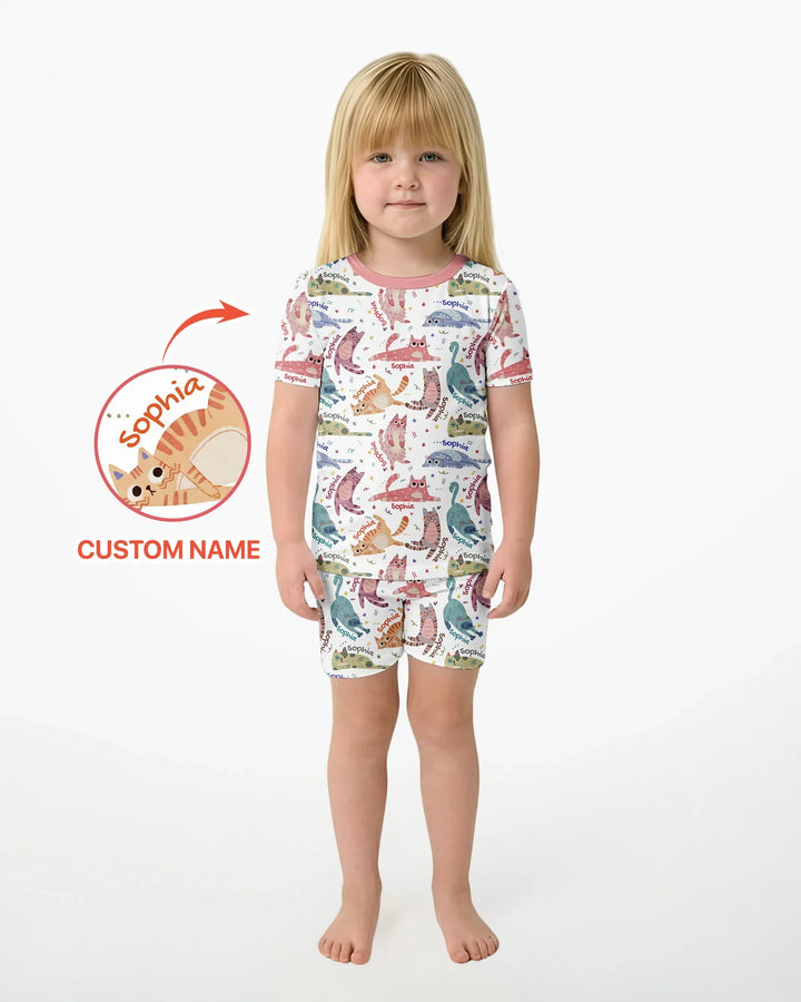 Zweiteiliges Pyjama-Set mit kurzen Ärmeln und Shorts im Sommer-Design