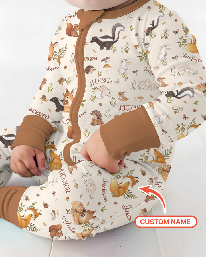 Custom Name Woodland Friends Bamboo Convertible Zippy