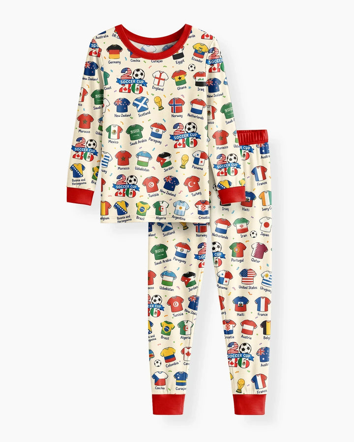 Zweiteiliges Langarm-Pyjama-Set mit Sommerfrüchten