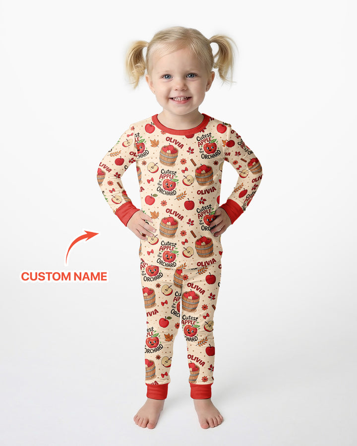 Cutest Apple In The Orchard Bamboo Two Piece Long Sleeve Pajama Set