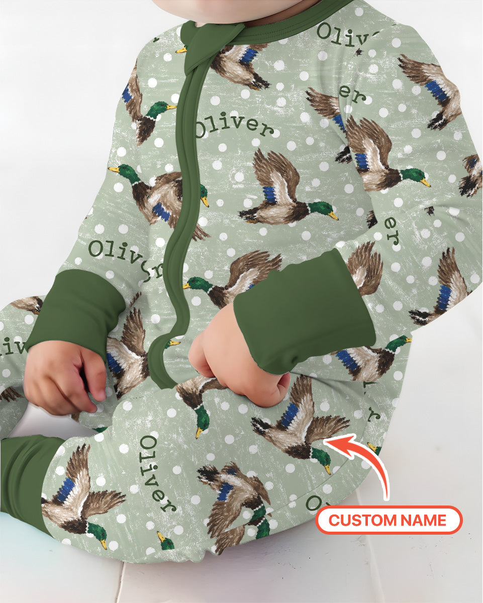 Custom Name Flying Mallard Duck Bamboo Convertible Zippy