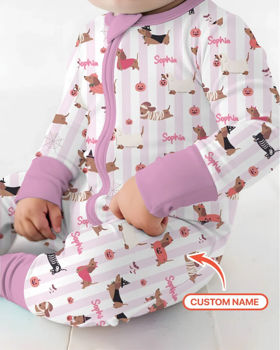 Custom Name Boo Crew Halloween Dachshund  Bamboo Convertible Zippy