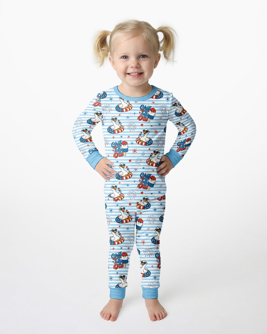 Zweiteiliges Langarm-Pyjama-Set mit Sommerfrüchten