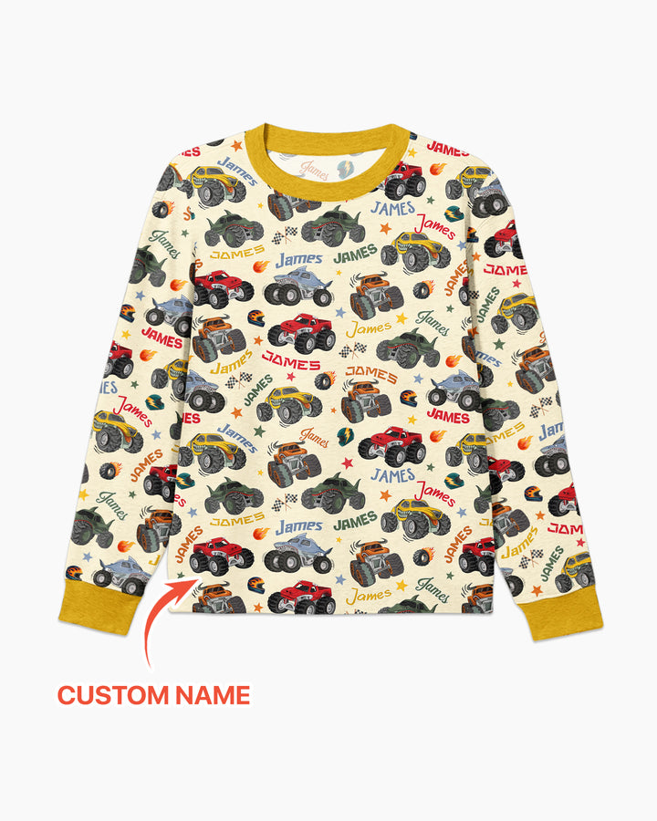 Personalized Monster Truck Bamboo Men's Pajama Set