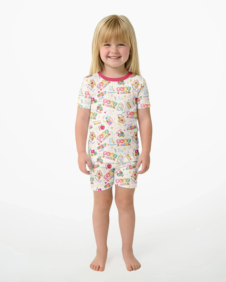 Schlafanzug-Set zweiteilig, kurze Ärmel, kurze Hose, Bambus