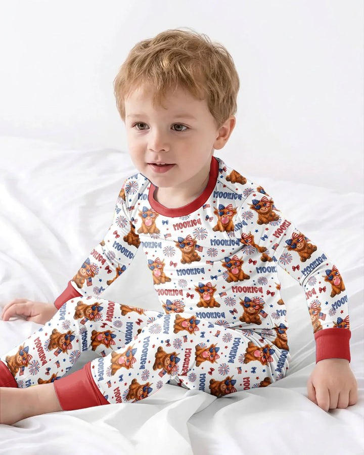 Zweiteiliges Langarm-Pyjama-Set mit Sommerfrüchten