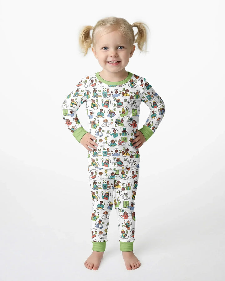 Jobs Alphabet Bamboo Two Piece Long Sleeve Pajama Set