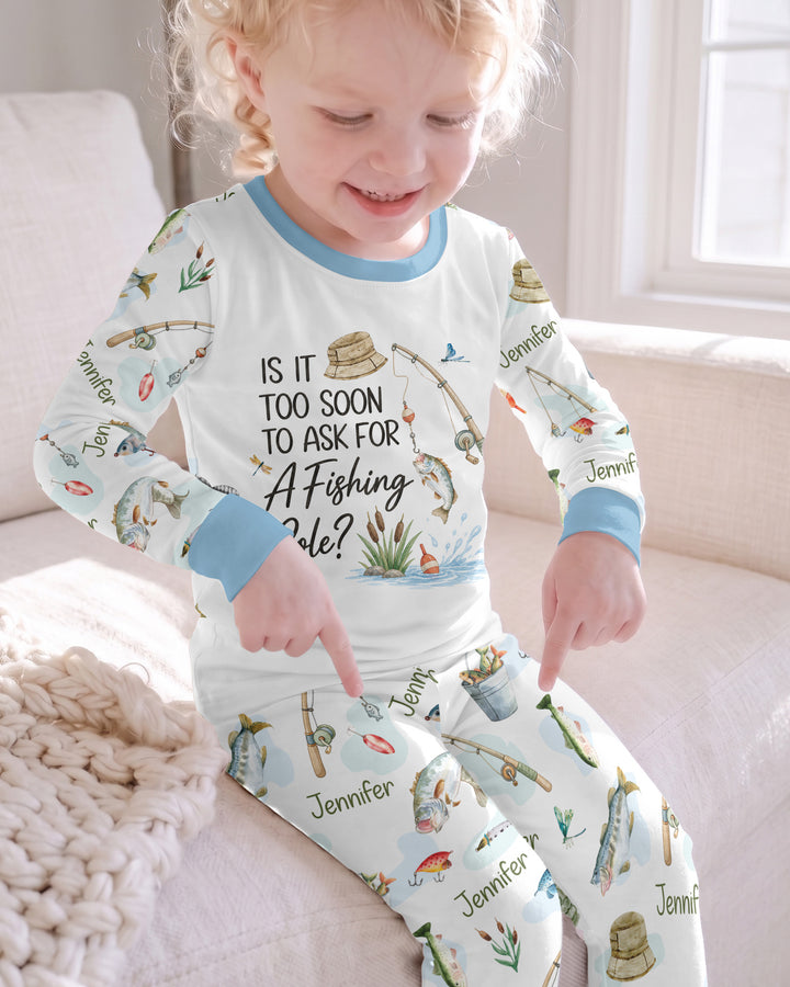 Is It Too Soon To Ask For A Fishing Pole Bamboo Two Piece Long Sleeve Pajama Set
