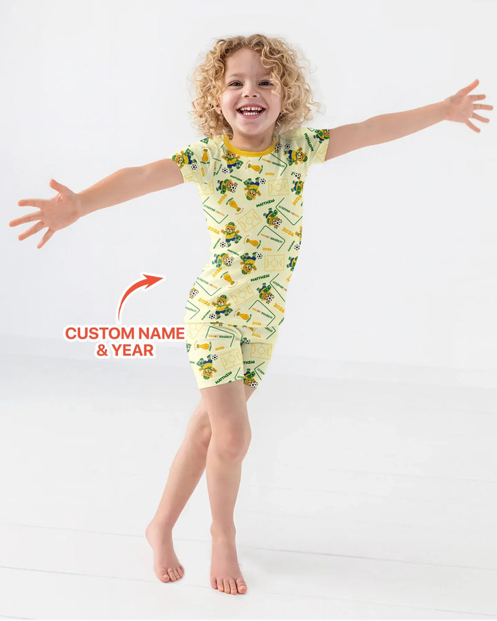Zweiteiliges Pyjama-Set mit kurzen Ärmeln und Shorts im Sommer-Design