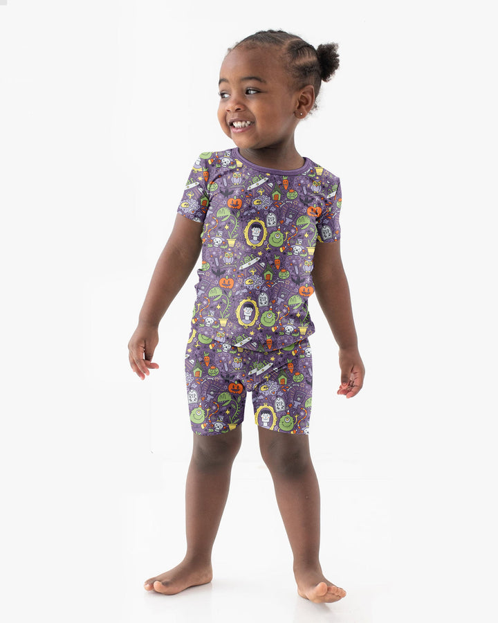 Halloween Monster Fun Bamboo Two Piece Short Sleeve Shorts Pajama Set