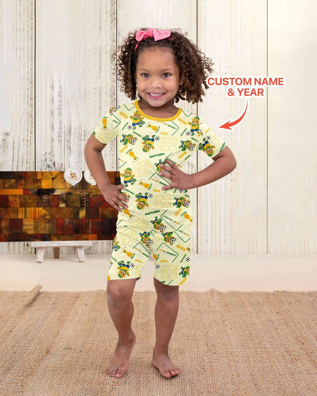 Zweiteiliges Pyjama-Set mit kurzen Ärmeln und Shorts im Sommer-Design