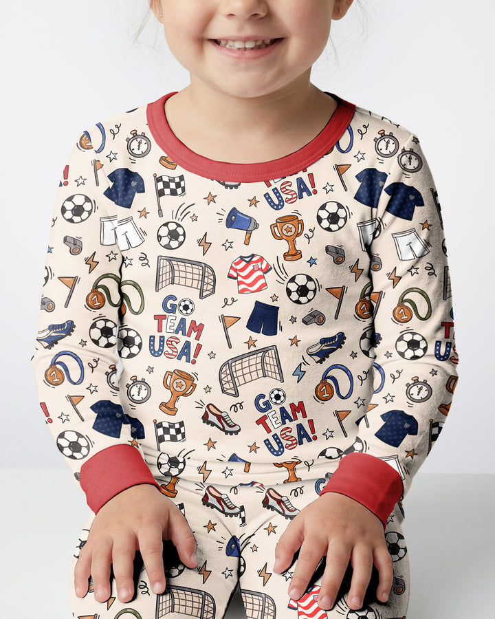 Zweiteiliges Langarm-Pyjama-Set mit Sommerfrüchten