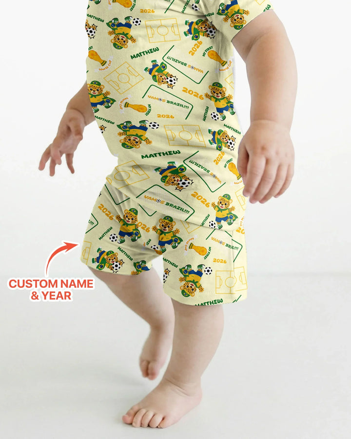 Zweiteiliges Pyjama-Set mit kurzen Ärmeln und Shorts im Sommer-Design