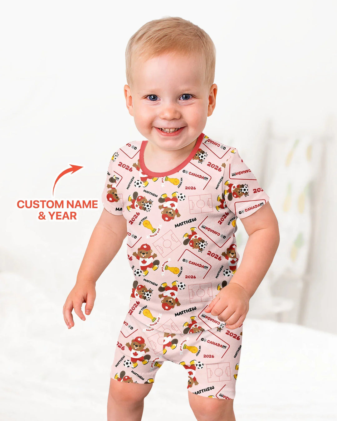 Zweiteiliges Pyjama-Set mit kurzen Ärmeln und Shorts im Sommer-Design