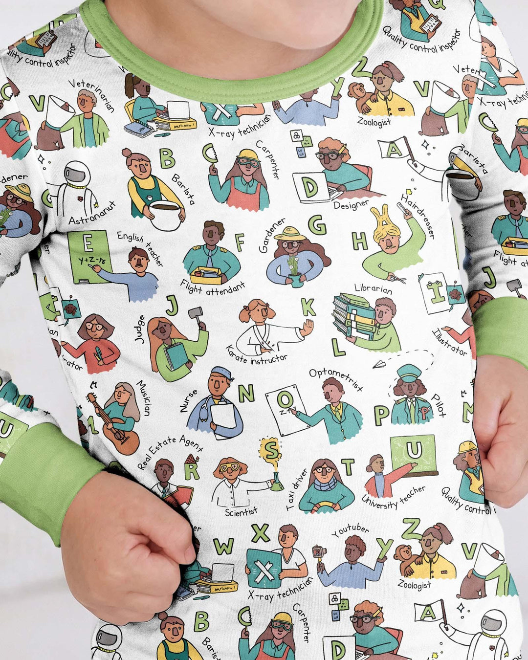 Jobs Alphabet Bamboo Two Piece Long Sleeve Pajama Set