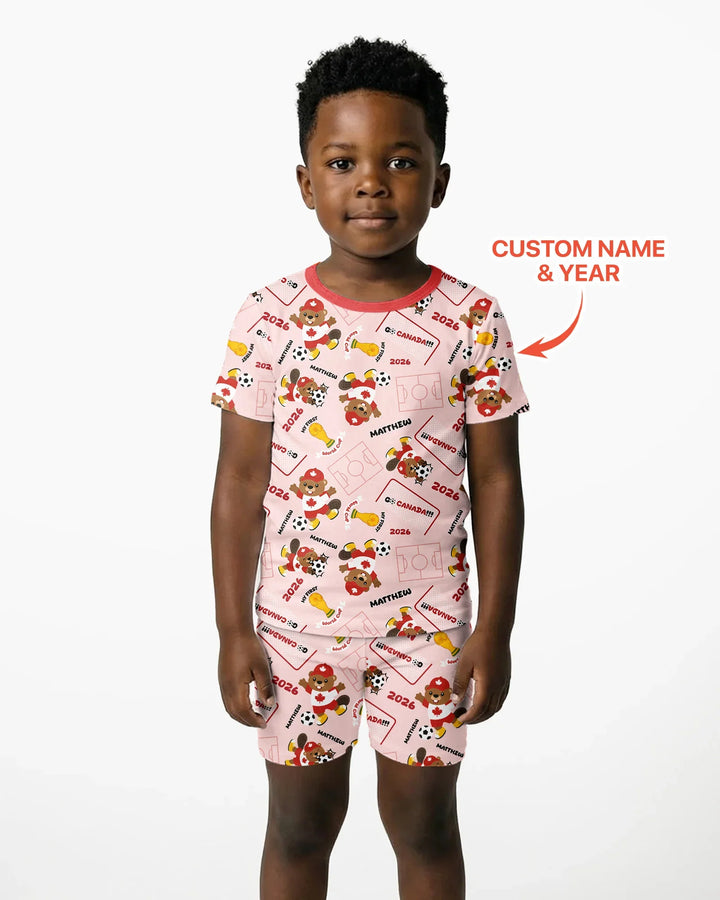 Zweiteiliges Pyjama-Set mit kurzen Ärmeln und Shorts im Sommer-Design