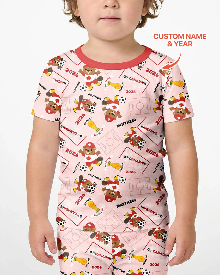 Zweiteiliges Pyjama-Set mit kurzen Ärmeln und Shorts im Sommer-Design