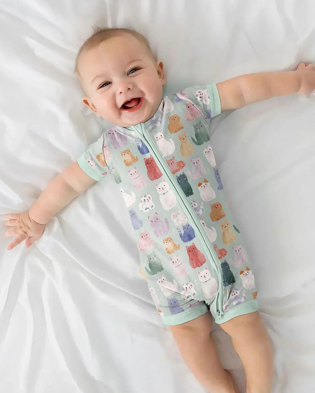 Enchanted Happy Kitty Family Matching Bamboo Shorty Zippy