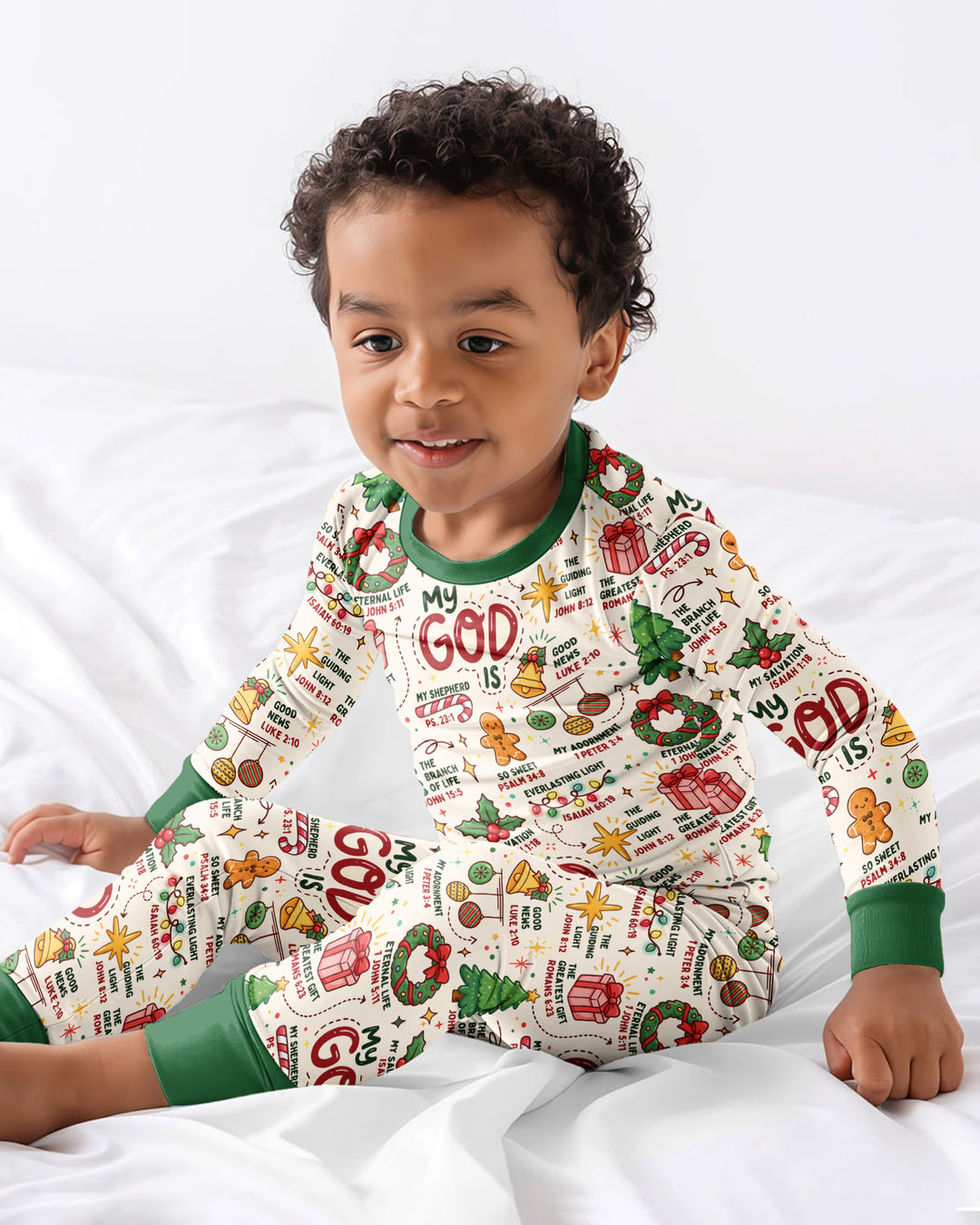Christmas My God Is Bamboo Two Piece Long Sleeve Pajama Set