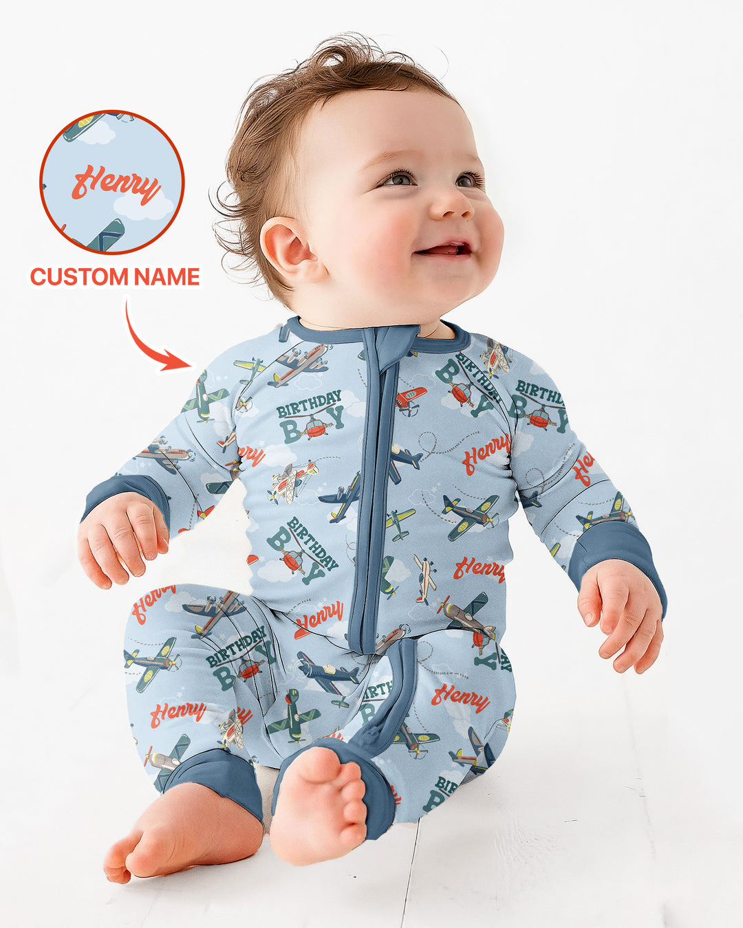 Personalized Airplane Birthday Boy Bamboo Convertible Zippy