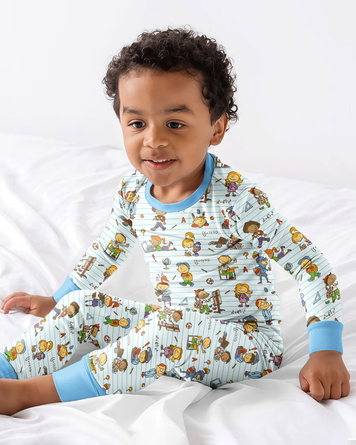 Zweiteiliges Langarm-Pyjama-Set mit Sommerfrüchten