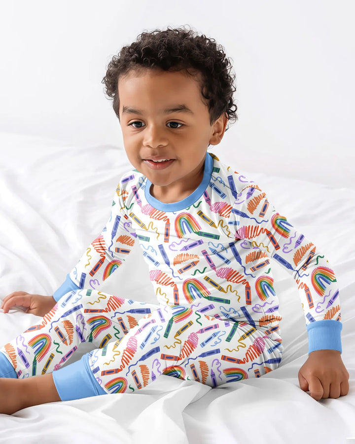 Zweiteiliges Langarm-Pyjama-Set mit Sommerfrüchten