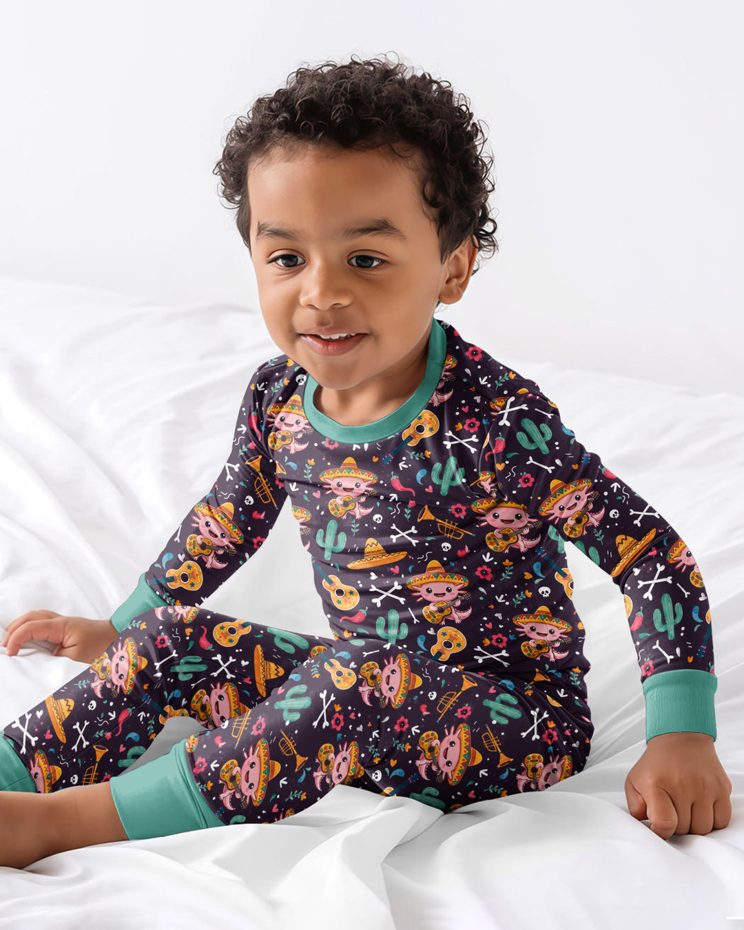 Axolotl Fiesta Bamboo Two Piece Long Sleeve Pajama Set