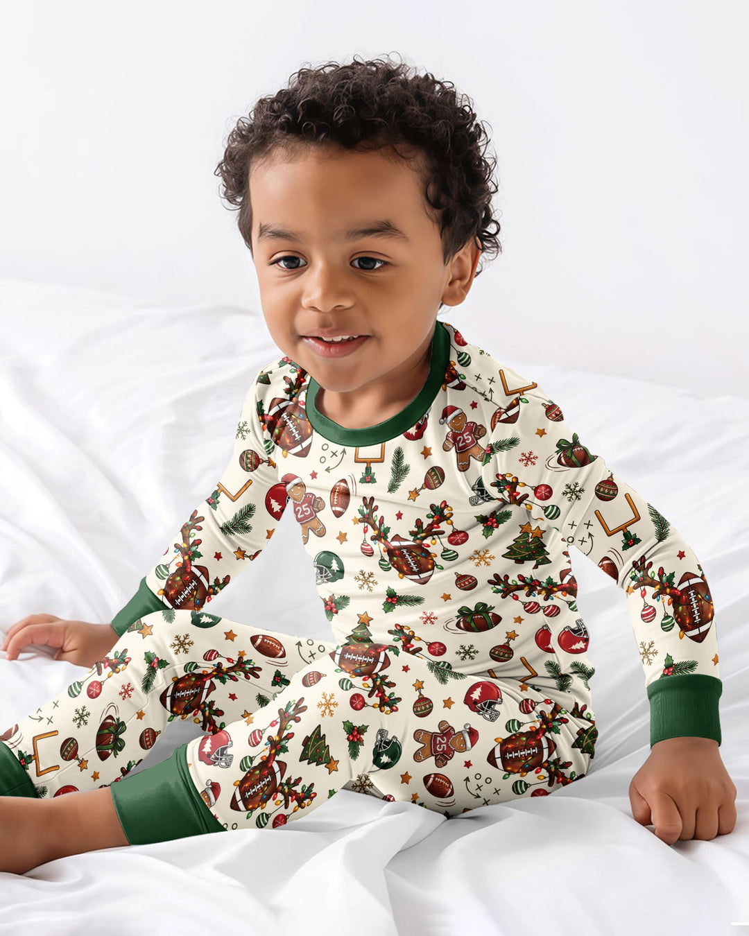 Football Christmas Merry Kickmas Bamboo Two Piece Long Sleeve Pajama Set