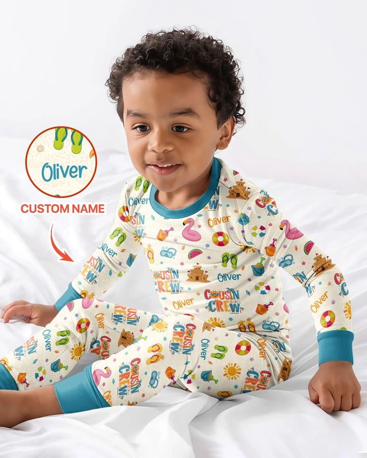 Zweiteiliges Langarm-Pyjama-Set mit Sommerfrüchten