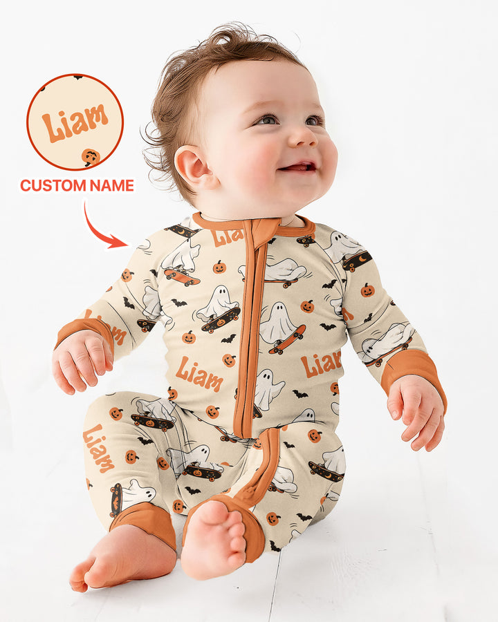 Skateboarding Ghost Halloween Bamboo Convertible Zippy