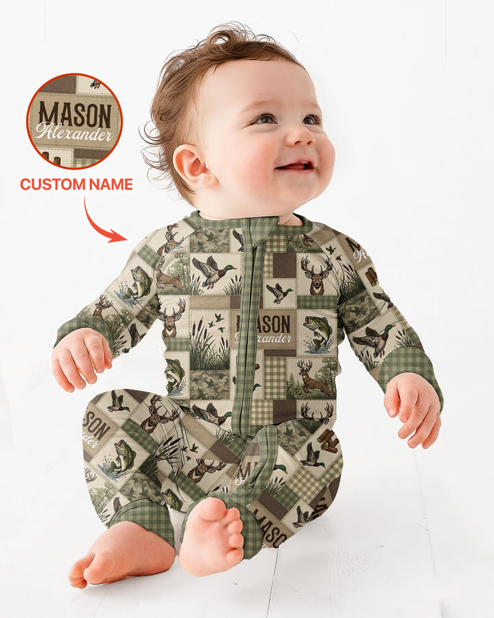 Personalized Hunting Patchwork Bamboo Convertible Zippy